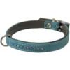 Junai.nl Hondenhalsband Nappa Met Strass Turquoise/Grijs